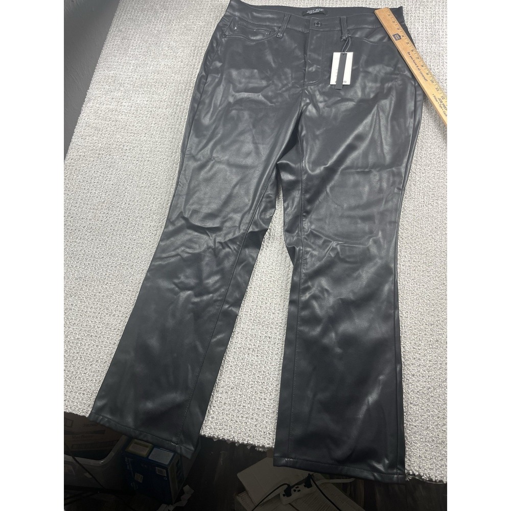 Judy Blue Faux Leather Straight Pants Size 16W Black Tummy Control JB88755 NEW - Picture 3 of 10